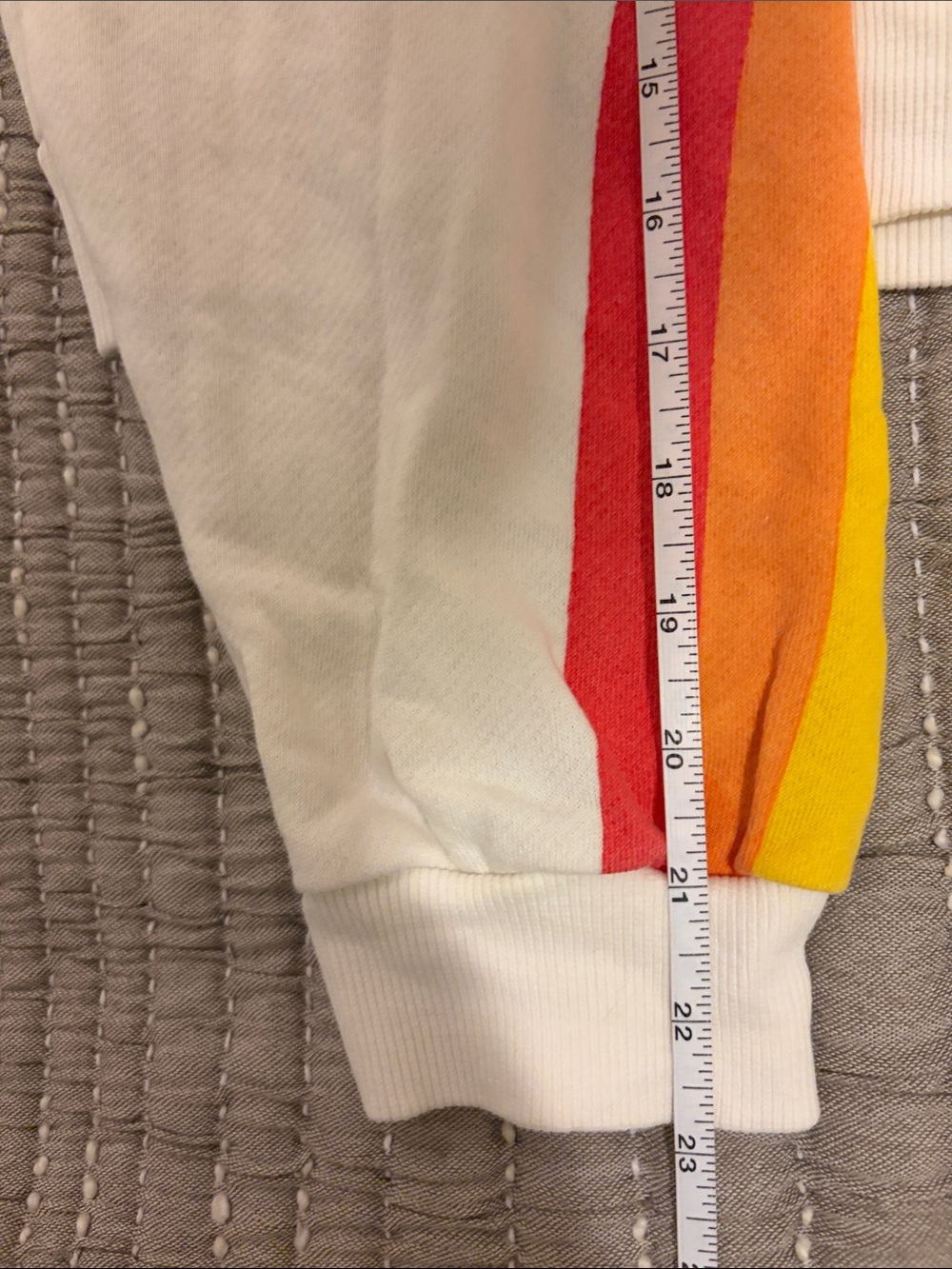 Lou & Grey White Cropped Sweatshirt with Rainbow Stripe Bands - Picture 8 of 8